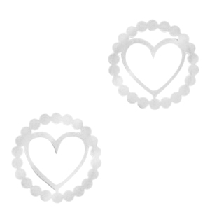 Breloques en acier inox connecteur coeur Argent&eacute;