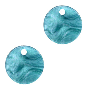 Pendentifs en r&eacute;sine rond 12mm Bleu atoll