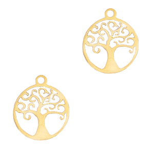 Breloques en acier inox arbre de vie Dor&eacute;