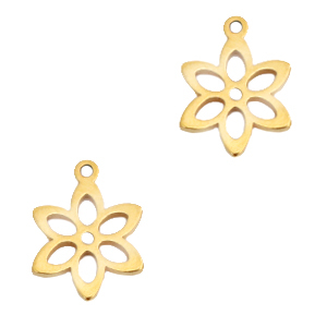 Breloques en acier inox fleur Dor&eacute;