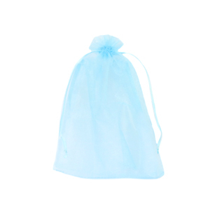 Sachet &agrave; bijoux en organza 9x12cm Bleu clair turquoise
