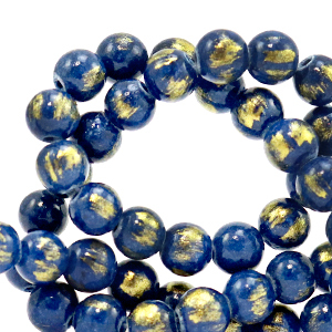 Pierres naturelles Calcite 8mm Bleu classique-dor&eacute;