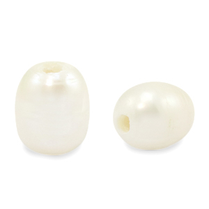 Perles d'eau douce "grain de riz" 11x9mm Blanc naturel