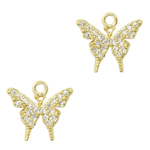 Breloques en Zirconium papillon Dor&eacute;
