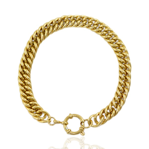 Bracelets en acier Inox cha&icirc;ne maille fermoir bou&eacute;e Dor&eacute;