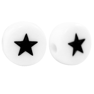 Perles lettres acryliques &eacute;toiles Blanc-noir