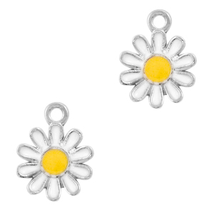 Breloques en m&eacute;tal Basic Quality fleur Argent&eacute;-blanc