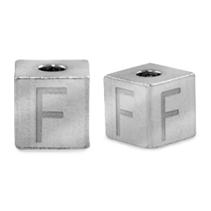 Perles en acier Inox lettre F Argent&eacute;