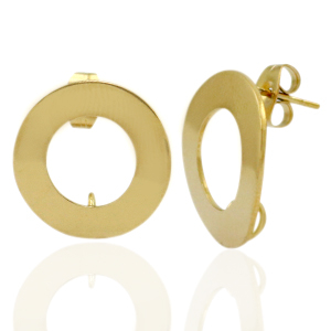 Boucles d'oreilles en acier Inox / puces d&rsquo;oreilles 18mm avec anneau Dor&eacute;