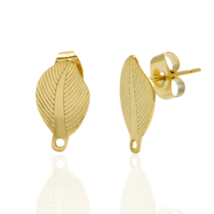 Boucles d'oreilles en acier Inox/puces d&rsquo;oreilles ovale avec anneau Dor&eacute;