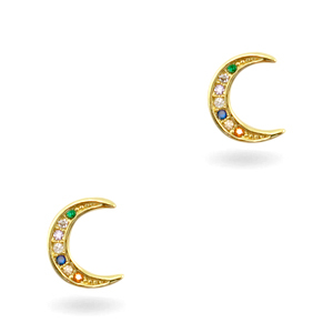 &Eacute;l&eacute;ments en laiton et zirconium arc-en-ciel lune Dor&eacute;