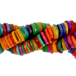 Perles coquillage disque 9mm Multicolore