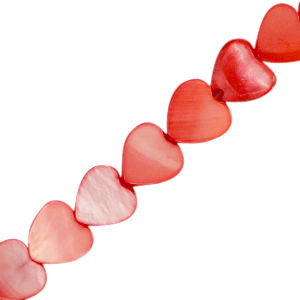 Perles coquillage c&oelig;ur Rouge corail