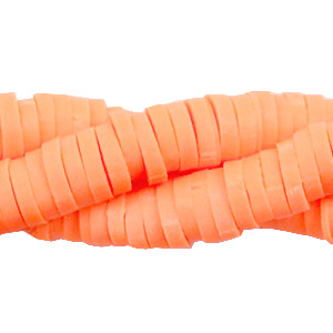 Perles Katsuki Heishi 4mm Orange p&ecirc;che n&eacute;on