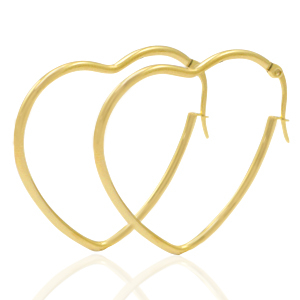 Boucles d'oreilles en acier Inox coeur Dor&eacute;