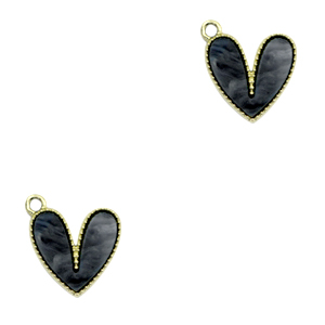 Pendentifs en r&eacute;sine coeur Dor&eacute;-anthracite