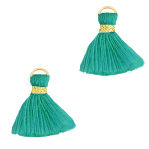 Pompons 1.5cm Dor&eacute;-vert jade