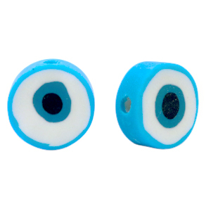 Perles en polym&egrave;re Oeil porte Bleu clair