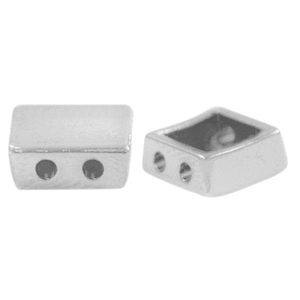 Perles en m&eacute;tal DQ duo beads carr&eacute; Argent&eacute; antique (sans nickel)