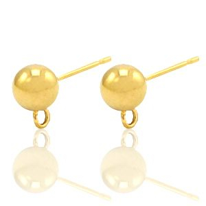 Boucles d'oreilles en acier Inox avec anneau Dor&eacute;