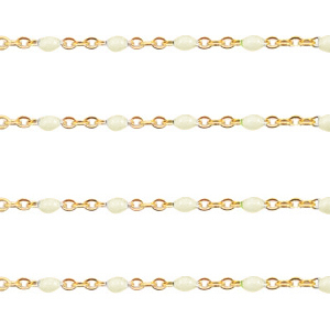 Appr&ecirc;ts en acier inox cha&icirc;ne maille jaseron 1mm Blanc cass&eacute;-dor&eacute;