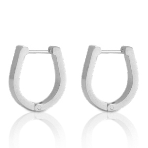 Boucles d'oreilles en acier Inox fer &agrave; cheval Argent&eacute;