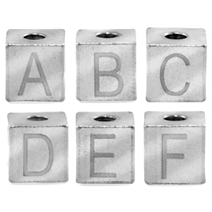 Perles lettres en acier Inox alphabet Argent&eacute;