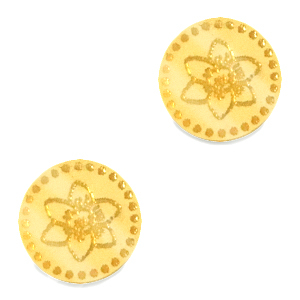Cabochons Plexx 12mm Fleur de naissance D&eacute;cembre - Narcisse Dor&eacute;