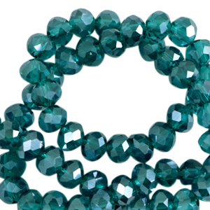 Perles &agrave; facettes 8x6mm disque Heishi Bleu Danube-pearl shine coating