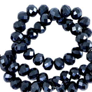 Perles &agrave; facettes 8x6mm disque Heishi Bleu interstellaire-pearl shine coating