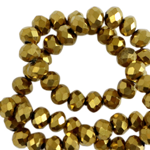 Perles &agrave; facettes 4x3mm disque Heishi Dor&eacute; m&eacute;tallis&eacute;-pearl shine coating