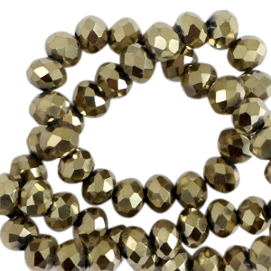 Perles &agrave; facettes 4x3mm disque Heishi Dor&eacute; antique m&eacute;tallis&eacute;-pearl shine coating