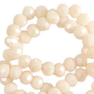 Perles &agrave; facettes 4x3mm disque Heishi Beige pristine-pearl shine coating