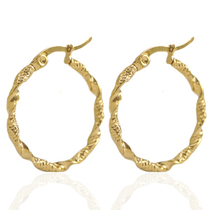 Boucles d'oreilles en acier inox cr&eacute;oles 25mm twist Dor&eacute;