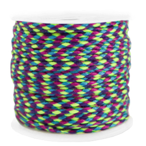 Cordon tress&eacute; tendance 2mm Jaune n&eacute;on-bleu