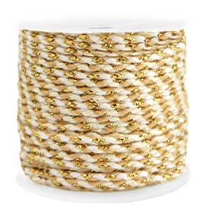 Cordon tress&eacute; tendance 2mm Dor&eacute;-blanc