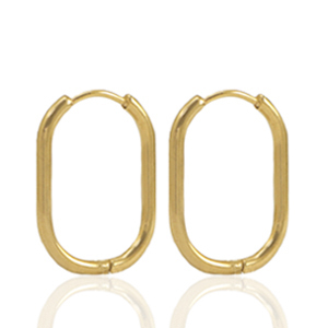 Boucles d'oreilles en acier inox cr&eacute;oles ovale Dor&eacute;