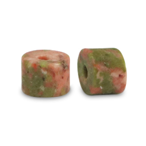 Pierres naturelles Granit disc 3x2mm Rouge-verde olive