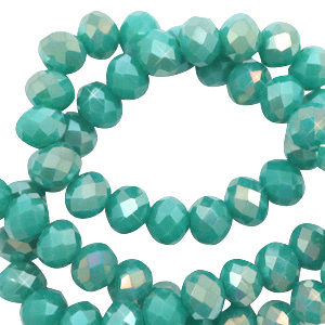 Perles &agrave; facettes 4x3mm disque Vert sarcelle -diamond coating