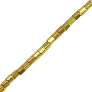 Perles h&eacute;matites tube 2mm Dor&eacute;