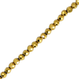 Perles h&eacute;matites facett&eacute; 2mm Dor&eacute;