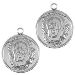 Breloques en acier Inox lion Argent&eacute;