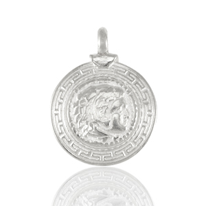 Breloques en m&eacute;tal DQ Alexandre le Grand Argent&eacute; antique (sans nickel)