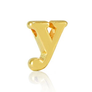 Perles alphabet en m&eacute;tal DQ Y Dor&eacute; (sans nickel)