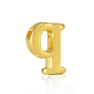 Perles alphabet en m&eacute;tal DQ Q Dor&eacute; (sans nickel)