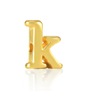 Perles alphabet en m&eacute;tal DQ K Dor&eacute; (sans nickel)