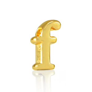 Perles alphabet en m&eacute;tal DQ F Dor&eacute; (sans nickel)