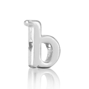Perles alphabet en m&eacute;tal DQ B Argent&eacute; antique (sans nickel)