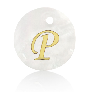 Pendentifs coquillage specials lettre P Dor&eacute;-blanc (couleur naturelle)