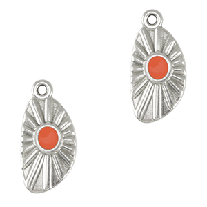 Breloques en m&eacute;tal DQ irr&eacute;gulier Argent&eacute; antique-rouge corail (sans nickel)